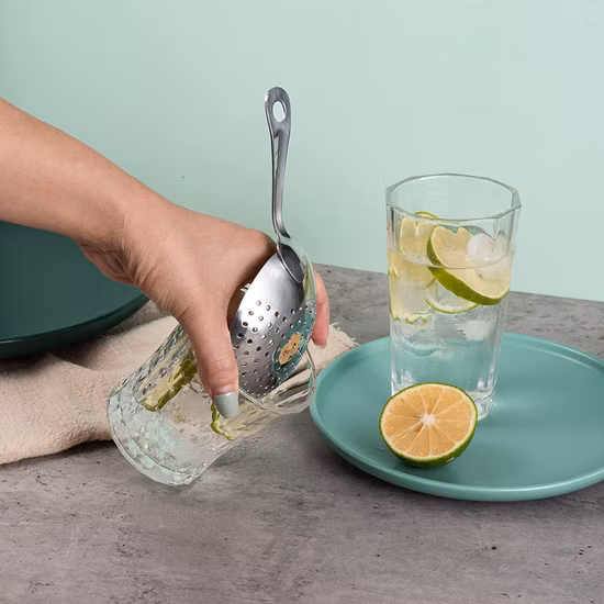 Stainless Steel Cocktail Spoon Julep Strainer for Cocktail Drinks Home Commercial Bar